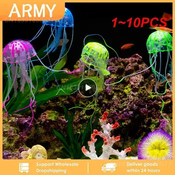 1 ~ 10ШТ Искусственных плавающих светящихся медуз Украшение аквариума Аквариум с рыбками Подводное живое растение Светящийся орнамент Водный
