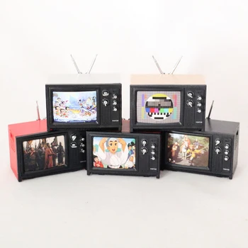 1 шт. миниатюрный телевизор в кукольном домике 1:12, винтажный телевизор с картинкой, модель мебели для дома, игрушка для декора,