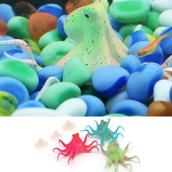 1 шт. Силиконовый искусственный осьминог, Аквариумный аквариум, Флуоресцентные украшения, Осьминог с присоской, Аквариумный орнамент