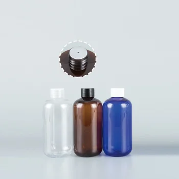 10 шт./лот Янтарная ПЭТ-бутылка, бутылка коричневого цвета, Пластиковая бутылка с плоским плечом, Косметическая упаковка, бутылка с завинчивающейся крышкой / пробкой