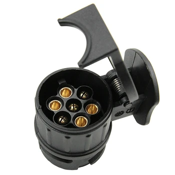 13-7-контактный штекерный адаптер для прицепа, 12 В, Буксировочный фаркоп, Водонепроницаемые вилки, переходник для розеток, защищающий соединения, Черный