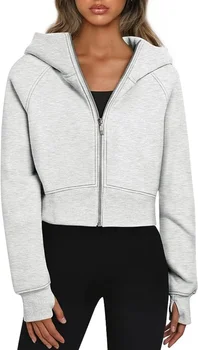 2023 Осень/Зима, Новый модный плюшевый свитер с капюшоном и карманом на молнии, пальто для женщин