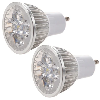 2X 4 светодиодные Лампочки GU10 мощностью 4 Вт Холодного Белого цвета 85-265 В