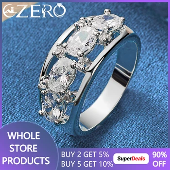 ALIZERO Кольцо из стерлингового серебра 925 Пробы с четырьмя Цирконами для женщин, Обручальные кольца, Обручальное кольцо для невесты, Модный Шарм, Подарок любителям ювелирных изделий
