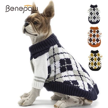 Benepaw/ Уютные клетчатые свитера для собак для маленьких средних собак, модный осенне-зимний Рождественский джемпер для домашних животных, пуловер, одежда для кошек и щенков