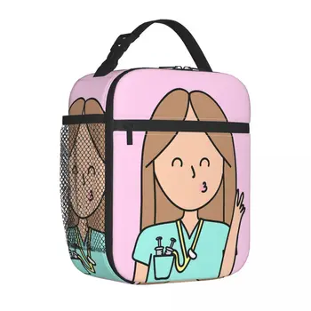 Enfermera En Apuros Изолированные сумки для ланча Доктор Медсестра Медицинский контейнер для еды Сумка-холодильник Ланч-бокс Сумка Офис На открытом воздухе Мужчины Женщины