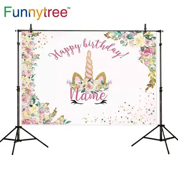 Funnytree фоны для фотостудии unicorn party birthday пользовательские цветочные звезды детский фон для фотосъемки реквизит для фотосессии