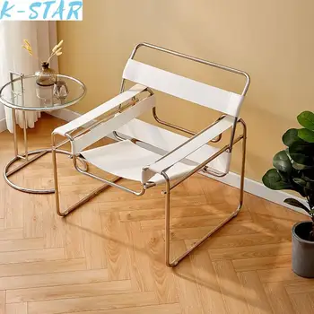 K-STAR Lazy Sofa Vasili Chair Ins Скандинавское Седло Кожаный Одноместный стул из нержавеющей стали Повседневный Одноместный диван-стул Повседневный стул 2023