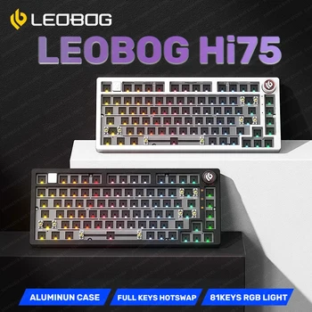 LEOBOG Hi75 Sugar65 Изготовленная На Заказ Механическая Клавиатура Алюминиевые Комплекты Горячей Замены Проводной Игровой Клавиатуры RGB Gamer Прокладка Клавиатуры С Ручкой