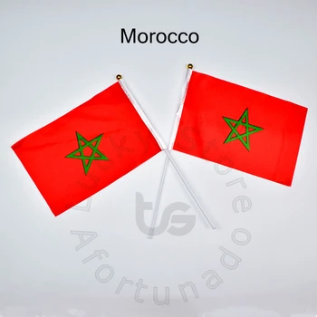 Morocco14*21 см, 10 шт, баннер, развевающийся флаг, Национальный флаг Марокко для встречи, парада, вечеринки.Подвешивание, украшение