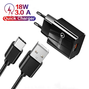QC 3,0 USB Быстрое Зарядное Устройство Телефонный Адаптер Power Bank Для OPPO A74 A94 A54 A95 A93 5G A73 A53 A5 A9 2020 Type-C USB Кабель Провода для передачи данных