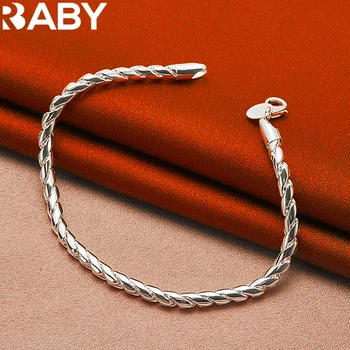 URBABY, серебро 925 пробы, браслет-цепочка 4 мм, мужские и женские подвески для свадебной вечеринки, Аксессуары, Классические модные украшения