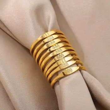 WG Кольца с номером Ангела, Таро из нержавеющей стали, Счастливое Нумерологическое кольцо Для женщин, Подарок