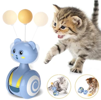 Автоматическая игрушка для кошек, Неваляшка, качели, игрушки для кошек, Забавная Балансировочная машинка, Интерактивная игрушка для погони за котенком С шариком из перьев, аксессуары для кошек