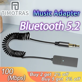 Автомобильный Bluetooth-приемник BT5.3 Беспроводной USB-ключ с разъемом 3,5 мм AUX Аудио Музыкальный Адаптер Микрофон Громкой связи Прямое подключение Автомобиля