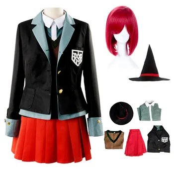 Аниме Danganronpa Magician Yumeno Himiko, униформа для девочек, косплей костюм на Хэллоуин, Карнавальная студенческая форма, косплей Красный парик