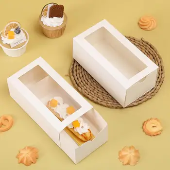 Белая подарочная коробка для торта с прозрачным окошком, коробки для конфет, выдвижные коробки для упаковки пищевых продуктов 25 шт./лот