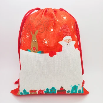 Бесплатная доставка, 2 шт., индивидуальные льняные мешки Санта-Клауса, заготовки для сублимационных мешков Санта-Клауса, упаковка рождественских подарков для вашей семьи.