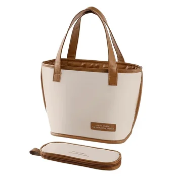 Большая сумка для ланча с сумкой для столовых приборов, стильная и многоразовая сумка, герметичная работа, милый женский офис, школьный пикник