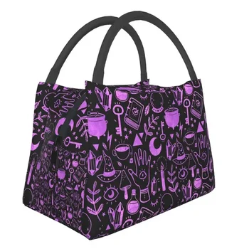 Ведьмовские вещи, Текстурированные Фиолетовые Термоизолированные сумки для ланча, Женские контейнеры для ланча на Хэллоуин, Ведьма, Многоразовый контейнер для хранения еды, Коробка для еды