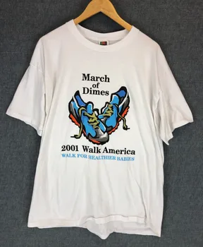 Винтажная футболка, кроссовки для взрослых 2XL XXL с коротким рукавом March of Dimes Y2K 2001