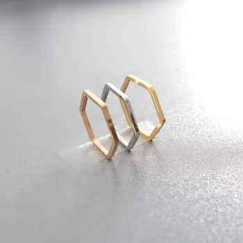 Винтажное кольцо в стиле панк-хип-хоп с геометрическим многоугольником для женщин, модное простое шестиугольное кольцо в виде хвоста, ювелирные изделия ручной работы, подарки для вечеринок