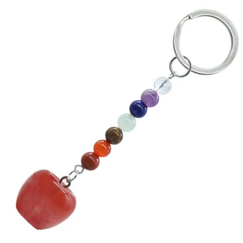 Вишневый кварцевый брелок Apple для сумок, ключ с бусинками из камня 7 Чакр, Цепочка из натуральных драгоценных камней, Подвески с фруктами, Брелоки для ключей