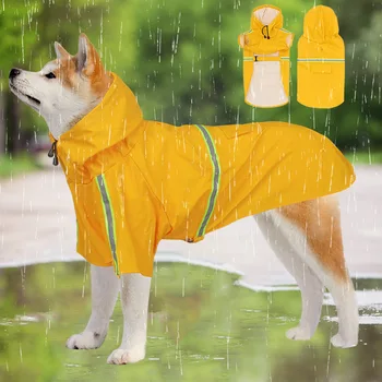 Водонепроницаемые дождевики для собак, регулируемая куртка-дождевик для домашних животных, легкий светоотражающий ветрозащитный дождевик с капюшоном для домашних животных