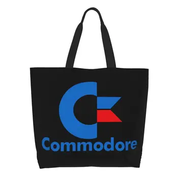 Геймер Commodore Computer Logo Ретро Крутые Забавные Сумки С Милым Принтом Из Холста Shopper Tote Вместимостью Через плечо Моющаяся Сумка Geek Nerd