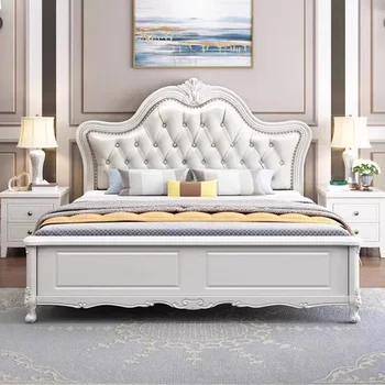 Двуспальная кровать Queen Nordic Дизайнерские роскошные полки Полноразмерный каркас односпальной кровати Изголовье Многофункциональная мебель для спальни Cama Casal