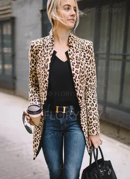 Деловое пальто Hirigin с леопардовым принтом 2018, новейшая мода, женское Сексуальное зимнее теплое ветровое пальто, Кардиган, Длинное пальто, клубная одежда