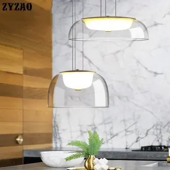 Дизайнерские стеклянные подвесные светильники в стиле постмодерн, столовая, гостиная, кухня, подвесной светильник, простые светильники для домашнего декора