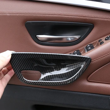 Для BMW 5 Серии F10 F11 2010-17 Автомобильная Левая Правая Внутренняя Дверная Ручка Отделка Крышки Чаши Текстура ABS Из Углеродного Волокна Аксессуары Для Интерьера