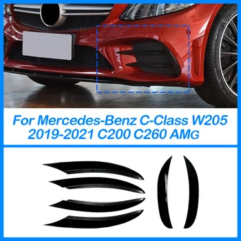 Для Mercedes-Benz C-Class W205 2019 2020 2021 C200C260 AMG Черный ABS Бампер Передний Воздушный Нож Решетка Противотуманной Фары Обвес Аксессуары