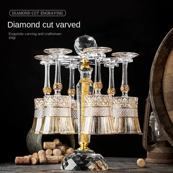 Европейский стиль, окрашенный золотом хрустальный бокал для красного вина, бытовой набор для вина с вращающимся стаканом высокого класса