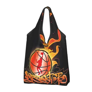 Забавная баскетбольная сумка для покупок Портативная физкультурная круглая сумка для покупок в горошек