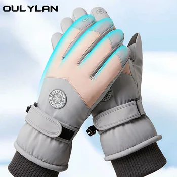 Зимние лыжные перчатки с тактическим экраном для пальцев, противоскользящие велосипедные водонепроницаемые плюшевые утеплители, противоскользящие теплые перчатки с сенсорным экраном.