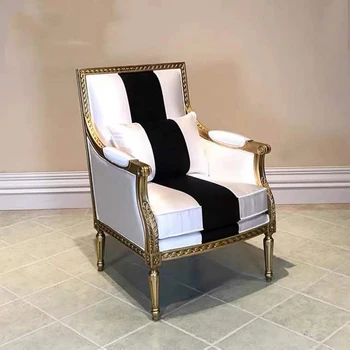 Изготовленные на заказ Европейские стулья для отдыха, Новые классические черно-белые кресла-диваны для одного человека, Обеденные стулья из массива дерева, Французские