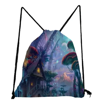 Изготовленный на заказ дорожный рюкзак для женщин с карманом на шнурке с изображением Мандалы с психоделическим грибом, Переносная Эко-сумка для обуви, сумки для школьных книг.
