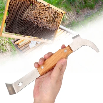 Инструменты для пчеловодства, нож для соскабливания меда с деревянной ручкой, инструмент для чистки ножей из нержавеющей стали, Оборудование для пчеловодства, 1 шт.