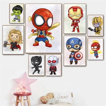 Картина на холсте с супергероем Marvel Капитан Америка, плакаты и принты, настенные рисунки для домашнего декора спальни