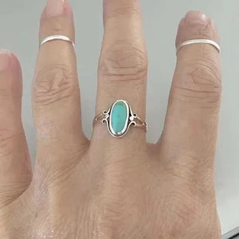 Классический Большой Геометрический натуральный камень, кольцо на палец цвета античного серебра для женщин, мужские Вечерние Ювелирные изделия оптом, Повседневные украшения
