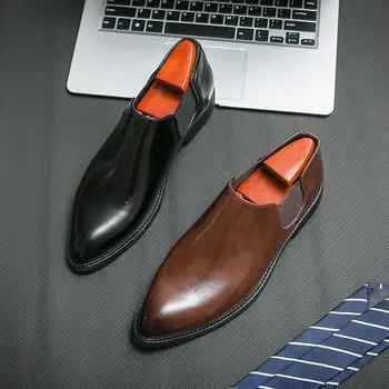 Кожаная обувь для учащихся средней школы, мужская черная кожаная обувь для подростков и детей постарше из натуральной кожи в английском стиле Cam