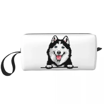 Косметичка Сибирского Хаски для женщин, Косметический органайзер для путешествий, Милые сумки для хранения туалетных принадлежностей для собак Аляскинского маламута
