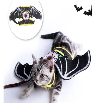 Костюмы для кошек из войлока, удобные для вентиляции, Черное ожерелье в стиле Хэллоуина, Тяговая веревка для кошек, Кошки