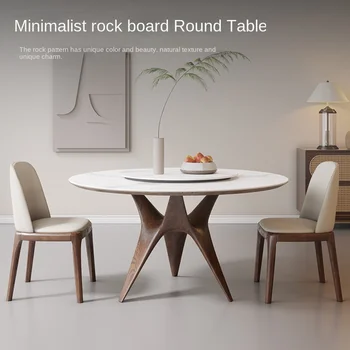 Круглый стол обеденный стол и стул с поворотным кругом в скандинавском минимализме обеденный стол из массива дерева современный минимализм орехового дерева