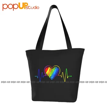 ЛГБТ-радужное сердцебиение, гордость геев и лесбиянок, модные сумки, сумка-тоут, хозяйственная сумка, экологичная