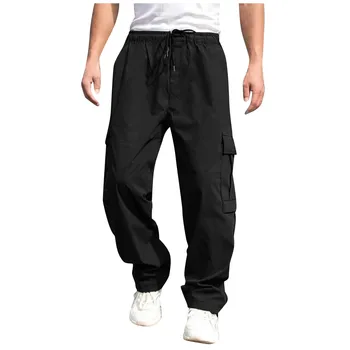 Летние мужские брюки, однотонные спортивные брюки для улицы, рабочие брюки с карманами, мужская верхняя одежда, прямые износостойкие брюки