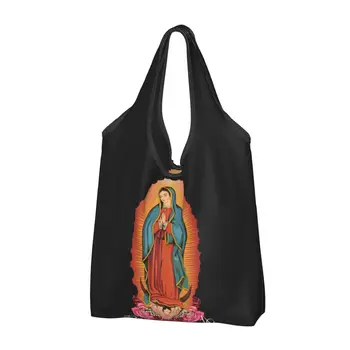 Многоразовые сумки для покупок из Гваделупской, складные, весом 50 фунтов, эко-сумка Virgin Mary, экологичная, прочная