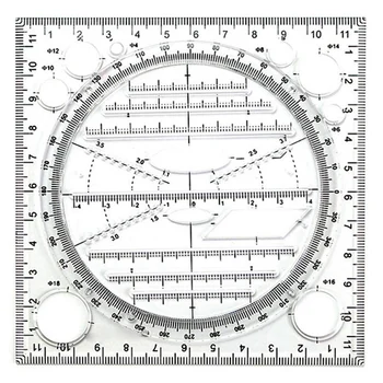 Многофункциональный шаблон для рисования круга, инструмент для геометрического рисования, измерительная линейка, угол поворота